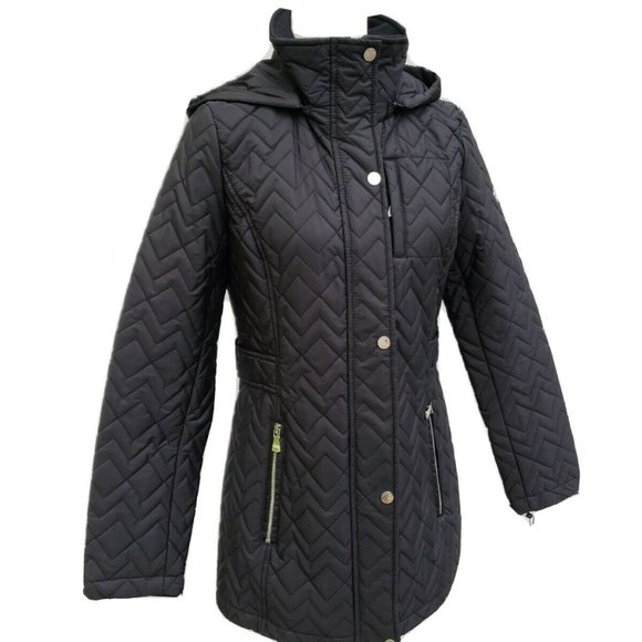 Calvin Klein Women's Quilted Chevron Jacket Black - Picture 6 of 12